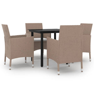 vidaXL Patio Dining Set Outdoor Table and Chair Set Poly Rattan and Glass-44