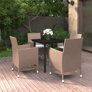 vidaXL Patio Dining Set Outdoor Table and Chair Set Poly Rattan and Glass-51