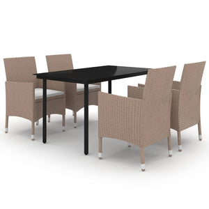 vidaXL Patio Dining Set Outdoor Table and Chair Set Poly Rattan and Glass-16