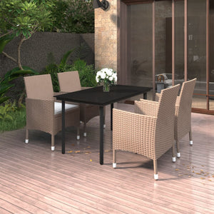 vidaXL Patio Dining Set Outdoor Table and Chair Set Poly Rattan and Glass-23