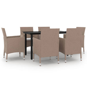 vidaXL Patio Dining Set Outdoor Table and Chair Set Poly Rattan and Glass-30