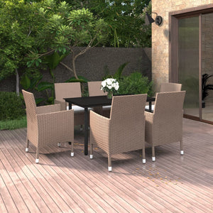 vidaXL Patio Dining Set Outdoor Table and Chair Set Poly Rattan and Glass-37