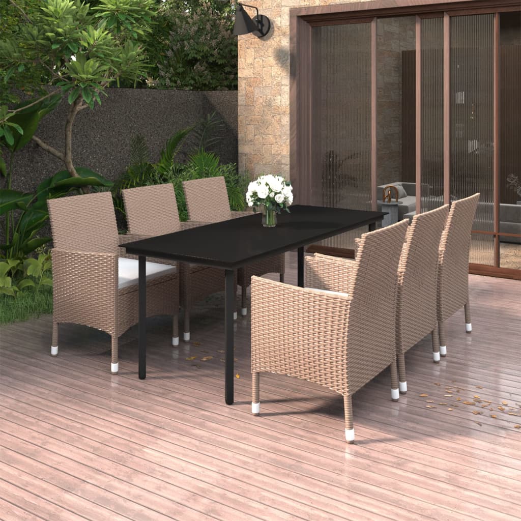 vidaXL Patio Dining Set Outdoor Table and Chair Set Poly Rattan and Glass-10