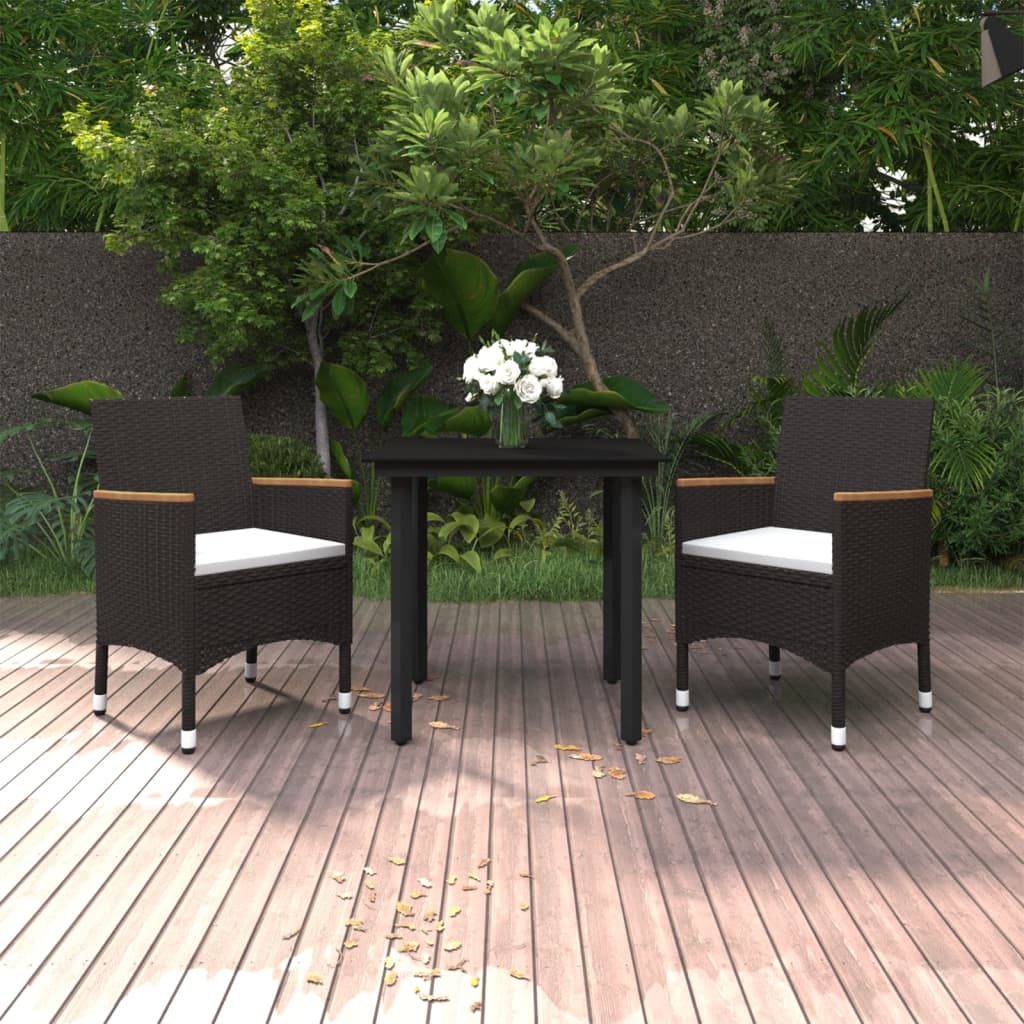 vidaXL Patio Dining Set Outdoor Table and Chair Set Poly Rattan and Glass-4