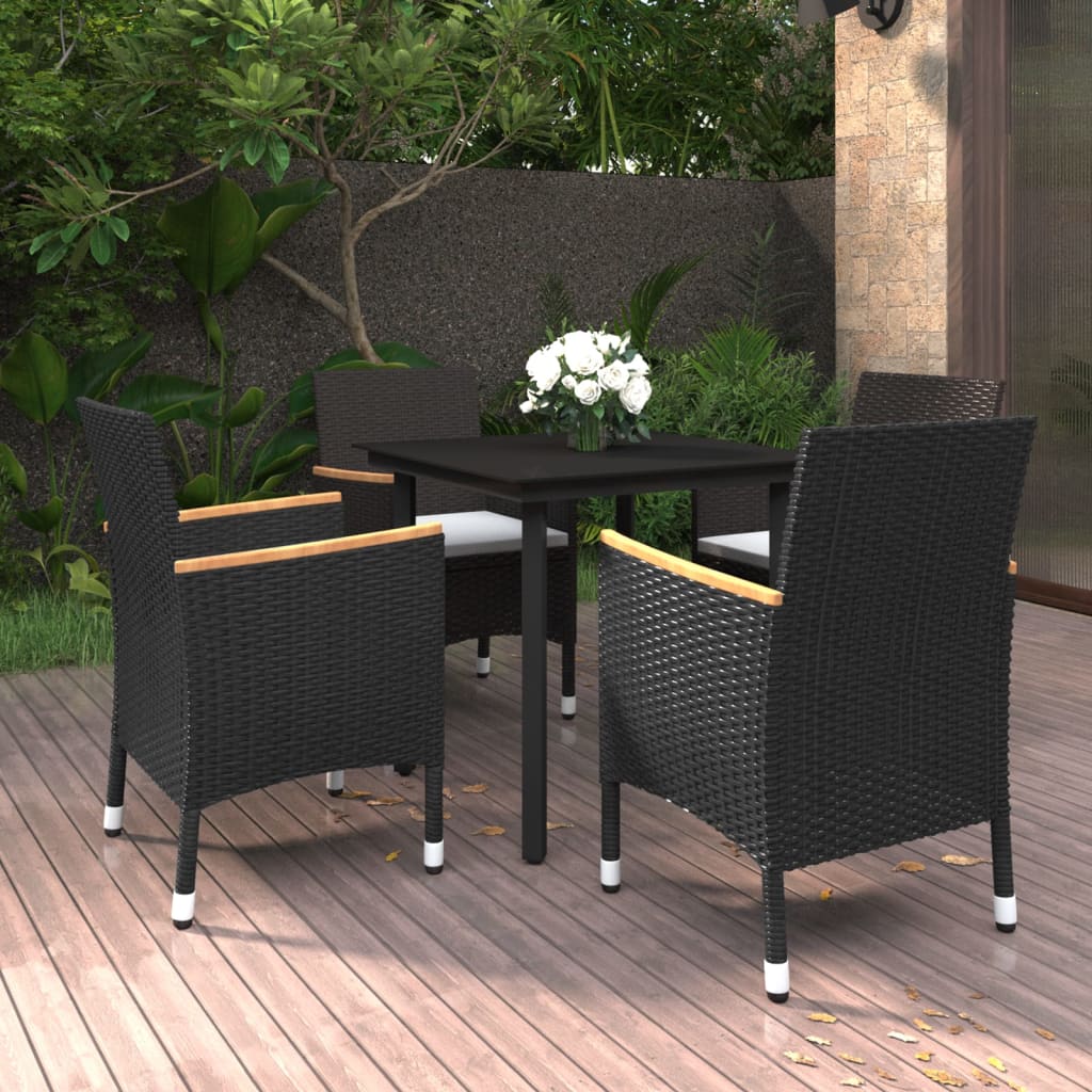 vidaXL Patio Dining Set Outdoor Table and Chair Set Poly Rattan and Glass-11