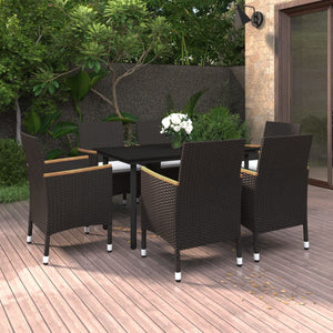 vidaXL Patio Dining Set Outdoor Table and Chair Set Poly Rattan and Glass-18