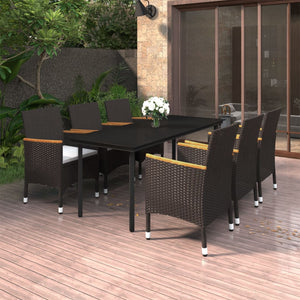 vidaXL Patio Dining Set Outdoor Table and Chair Set Poly Rattan and Glass-0