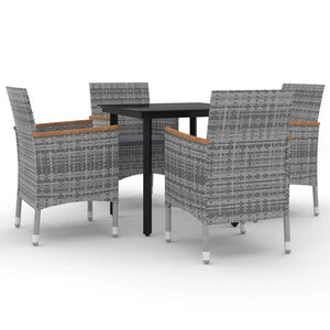 vidaXL Patio Dining Set Outdoor Table and Chair Set Poly Rattan and Glass-21