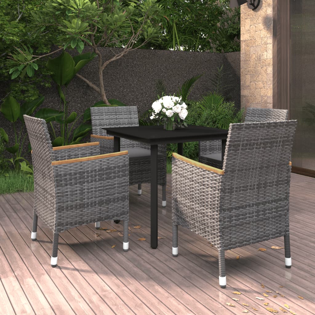 vidaXL Patio Dining Set Outdoor Table and Chair Set Poly Rattan and Glass-23