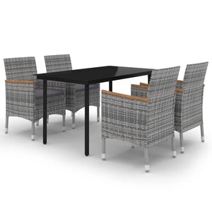 vidaXL Patio Dining Set Outdoor Table and Chair Set Poly Rattan and Glass-17