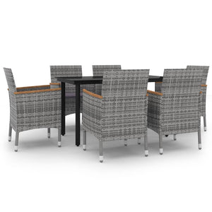 vidaXL Patio Dining Set Outdoor Table and Chair Set Poly Rattan and Glass-3