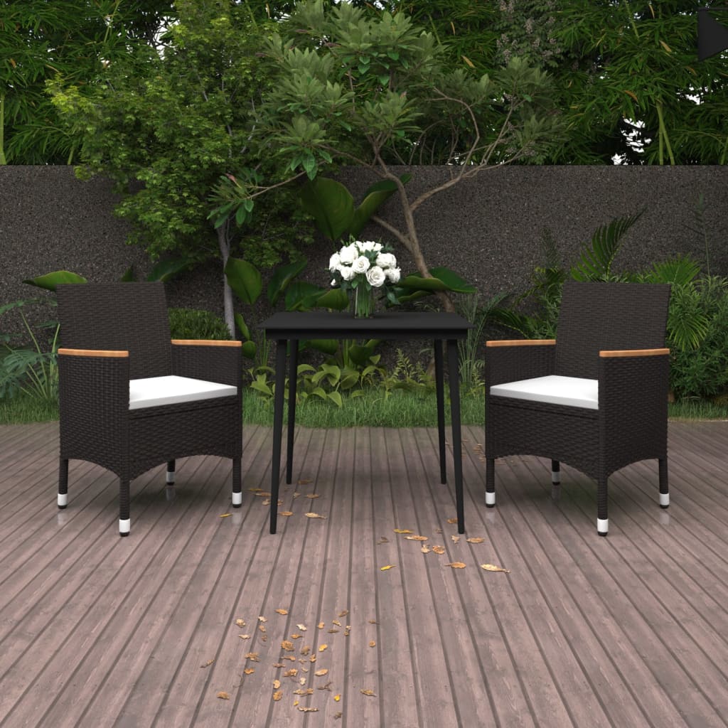 vidaXL Patio Dining Set 5 Piece Black and White/Gray 31.5"/55.1" Table Length-23