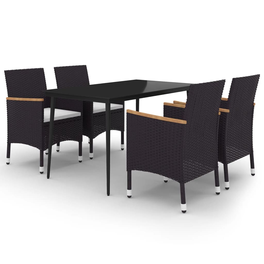 vidaXL Patio Dining Set 5 Piece Black and White/Gray 31.5"/55.1" Table Length-17