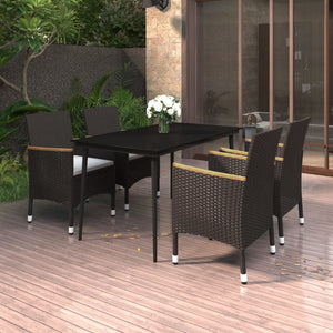 vidaXL Patio Dining Set 5 Piece Black and White/Gray 31.5"/55.1" Table Length-19