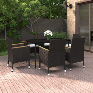 vidaXL Patio Dining Set 5 Piece Black and White/Gray 31.5"/55.1" Table Length-5