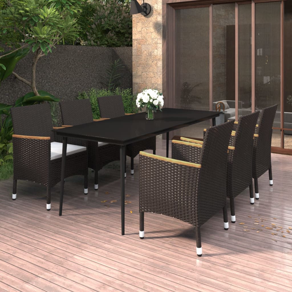 vidaXL Patio Dining Set 5 Piece Black and White/Gray 31.5"/55.1" Table Length-15