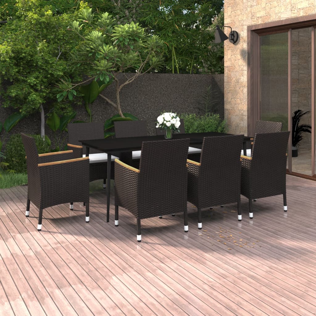 vidaXL Patio Dining Set 5 Piece Black and White/Gray 31.5"/55.1" Table Length-12