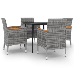 vidaXL Patio Dining Set 5 Piece Black and White/Gray 31.5"/55.1" Table Length-18