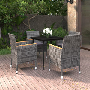 vidaXL Patio Dining Set 5 Piece Black and White/Gray 31.5"/55.1" Table Length-20