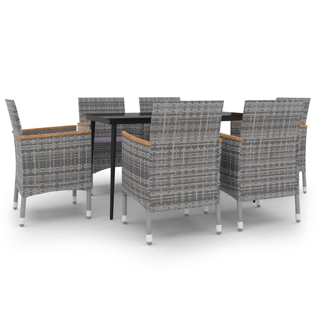 vidaXL Patio Dining Set 5 Piece Black and White/Gray 31.5"/55.1" Table Length-14