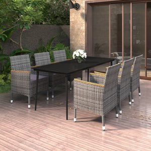 vidaXL Patio Dining Set 5 Piece Black and White/Gray 31.5"/55.1" Table Length-3