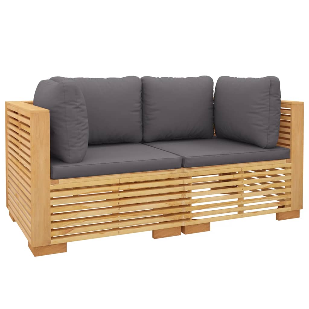 vidaXL Patio Corner Sofas with Cushions 2 pcs Solid Wood Teak-1