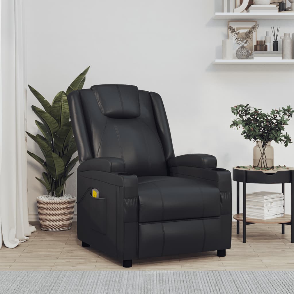 vidaXL Massage Chair Black Faux Leather-0