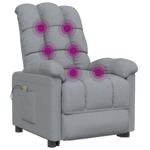 vidaXL Massage Chair Light Gray Fabric-4