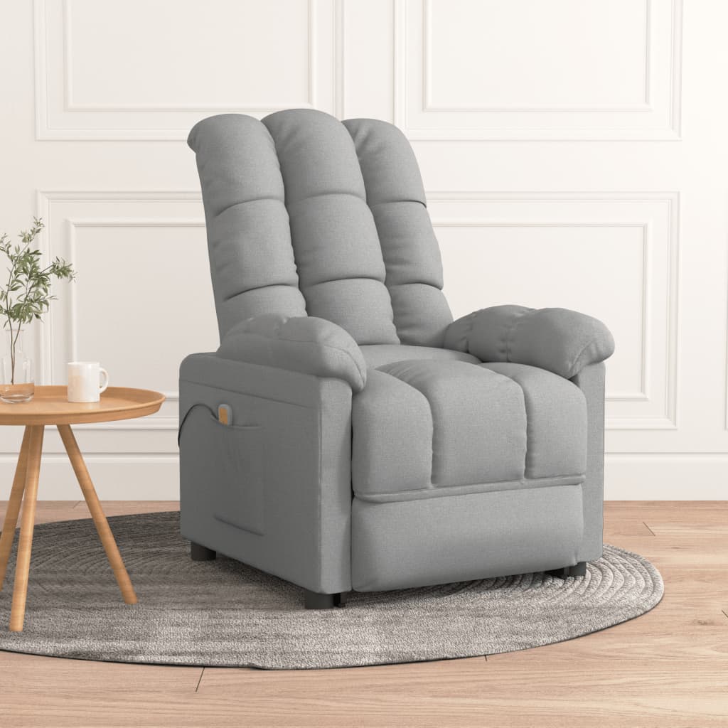 vidaXL Massage Chair Light Gray Fabric-0