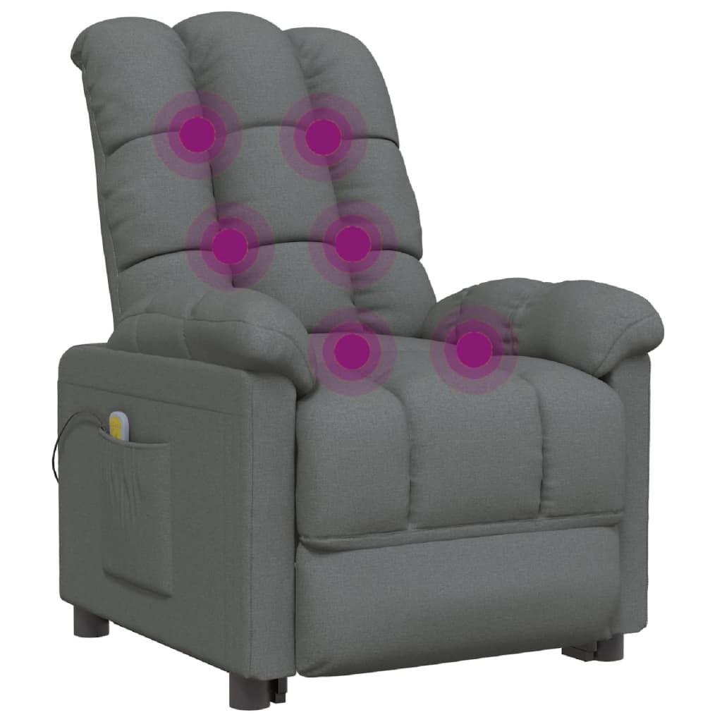 vidaXL Massage Chair Dark Gray Fabric-4