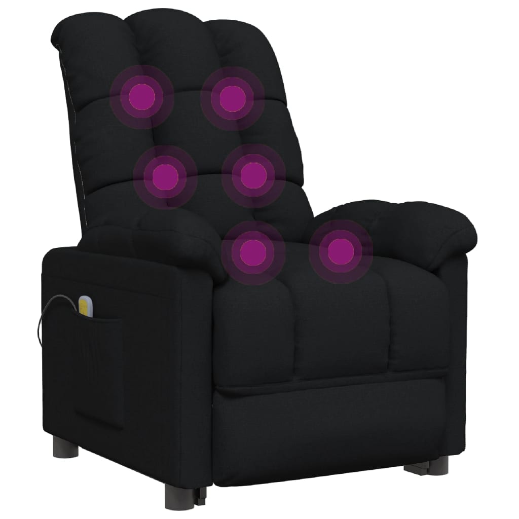 vidaXL Massage Chair Black Fabric-4