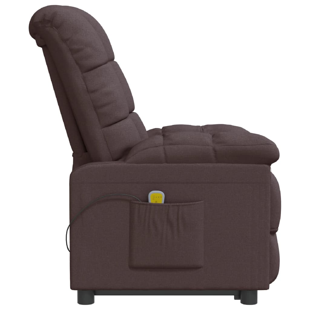 vidaXL Massage Chair Dark Brown Fabric-2