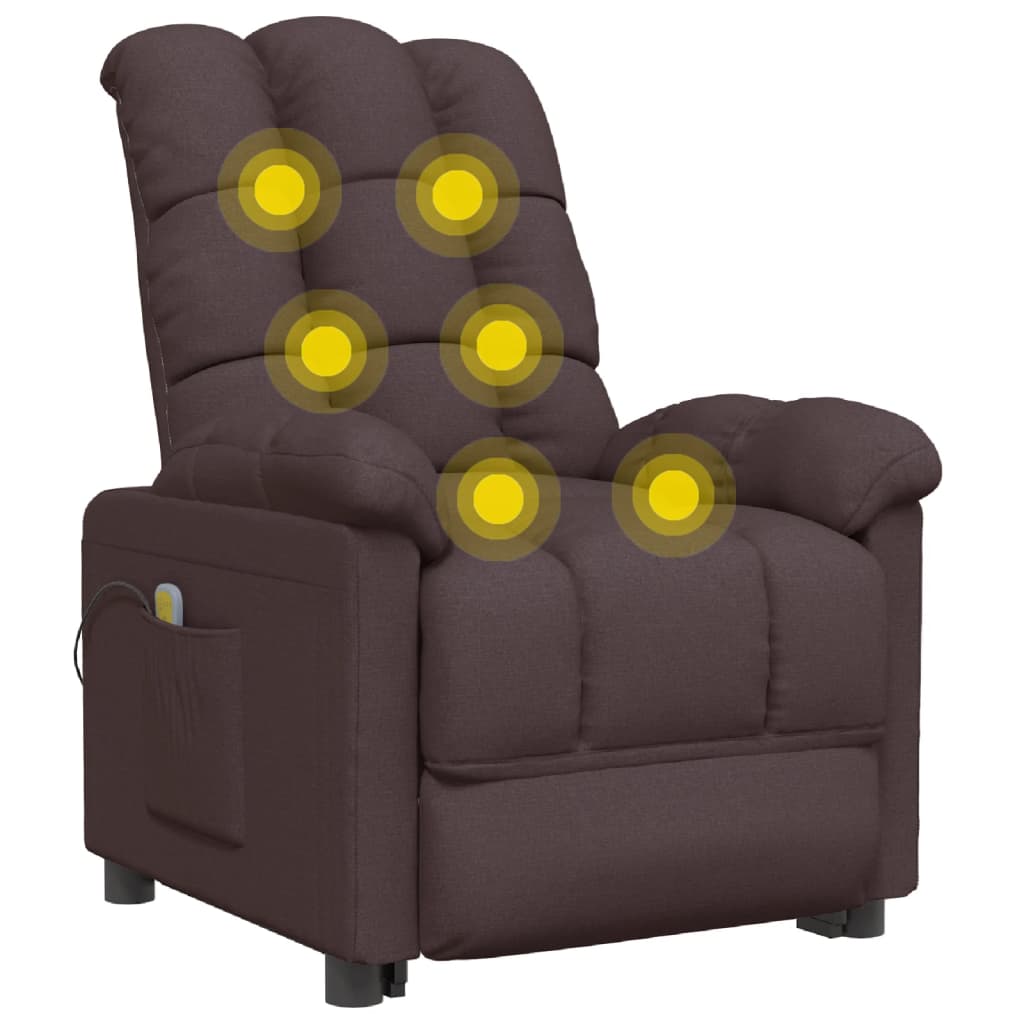 vidaXL Massage Chair Dark Brown Fabric-4