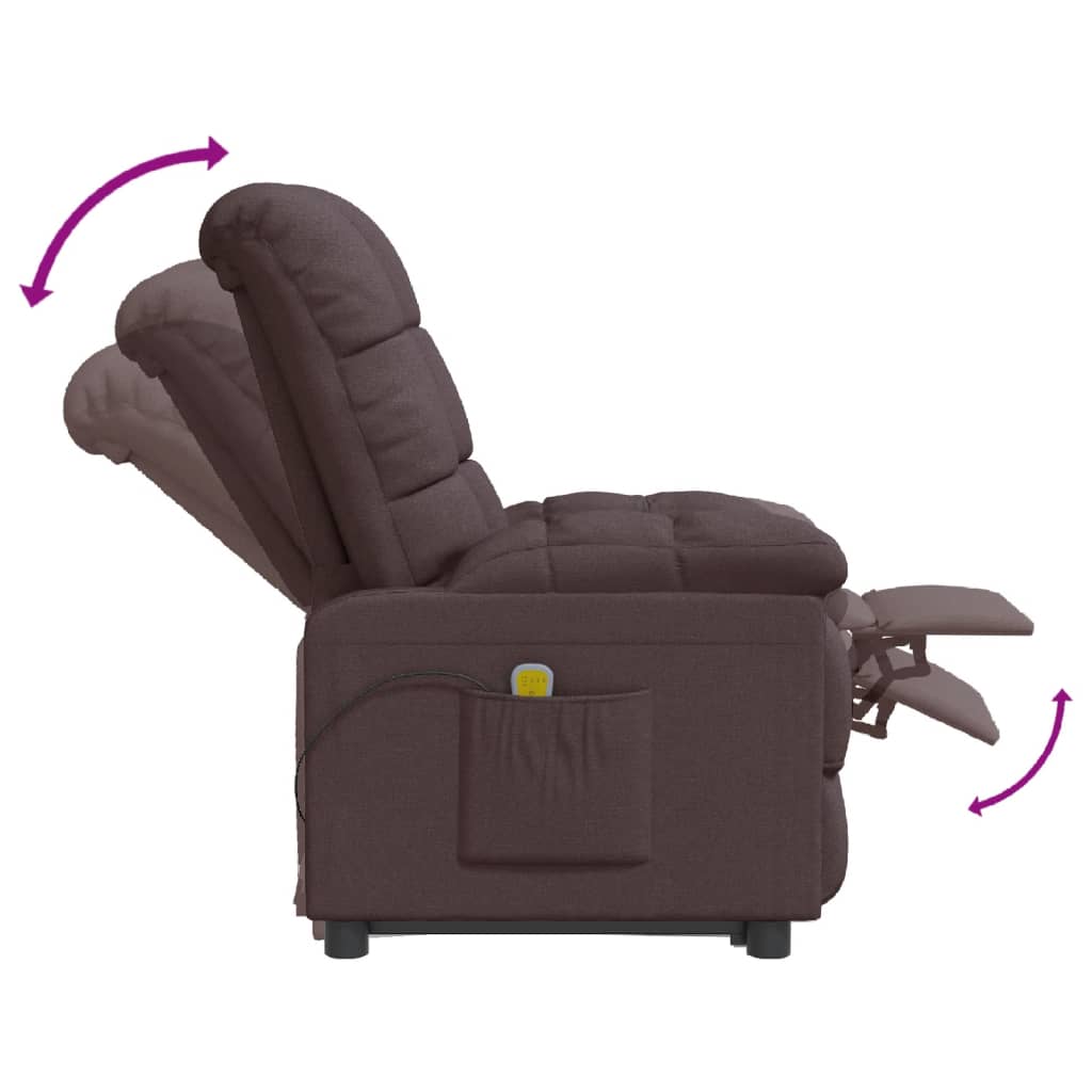 vidaXL Massage Chair Dark Brown Fabric-5