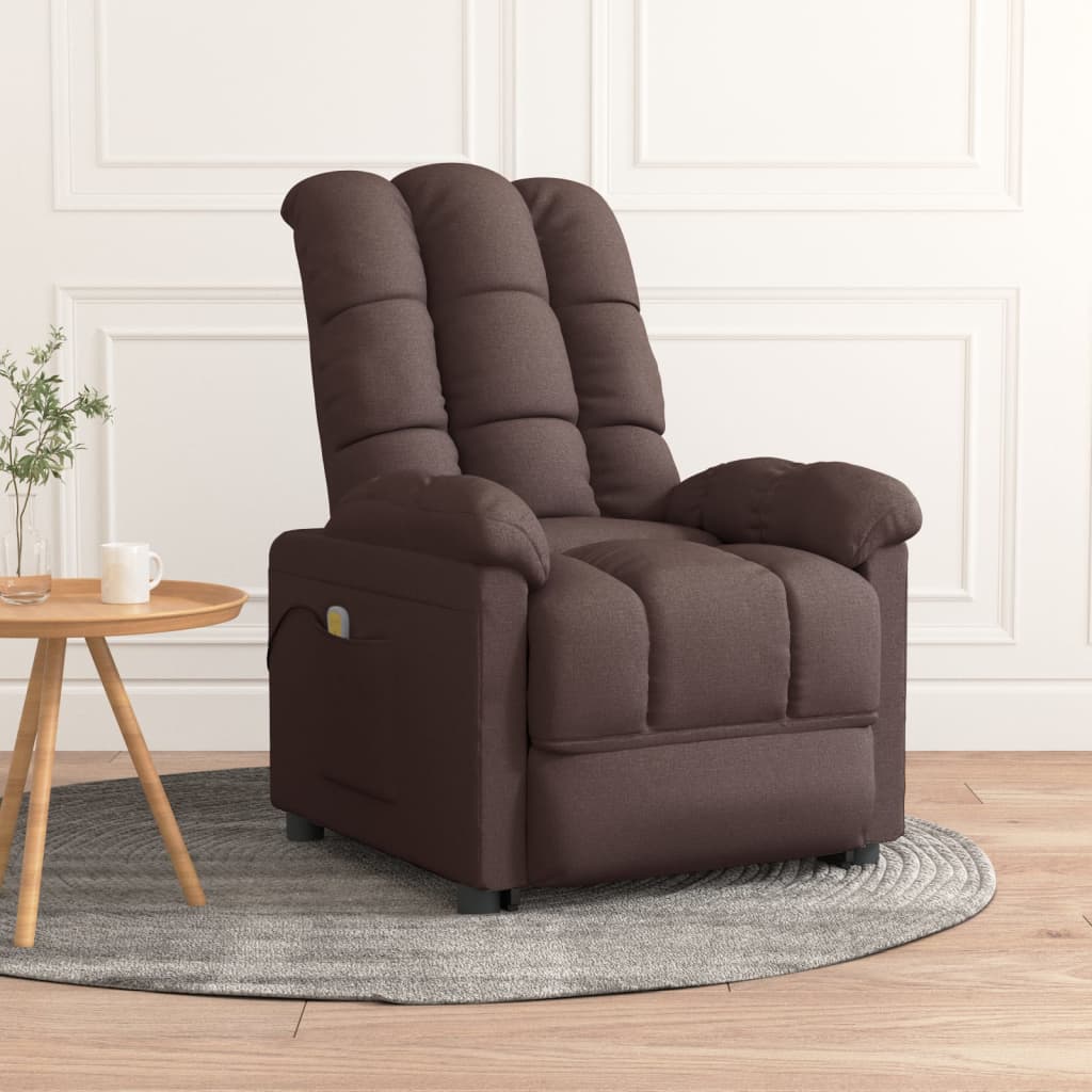 vidaXL Massage Chair Dark Brown Fabric-0