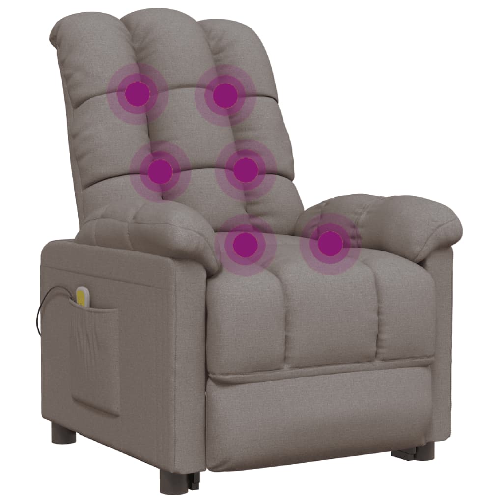 vidaXL Massage Chair Taupe Fabric-4