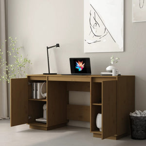 vidaXL Desk Computer Desk with Storage Cabinet for Home Office Solid Wood Pine-26