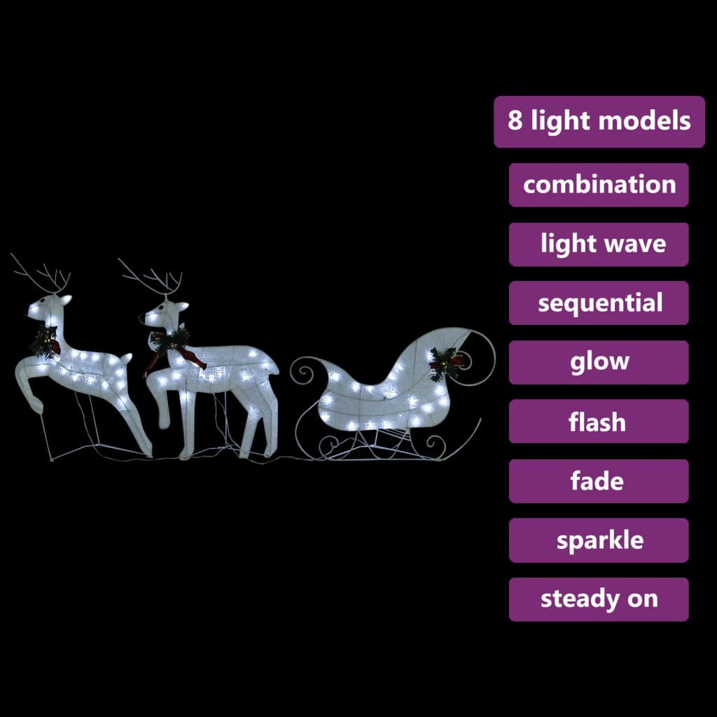 vidaXL Christmas Decoration Reindeer and Sleigh with LEDs Christmas Lighting-24