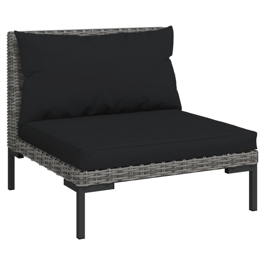 vidaXL 9 Piece Patio Lounge Set with Cushions Poly Rattan Dark Gray-1