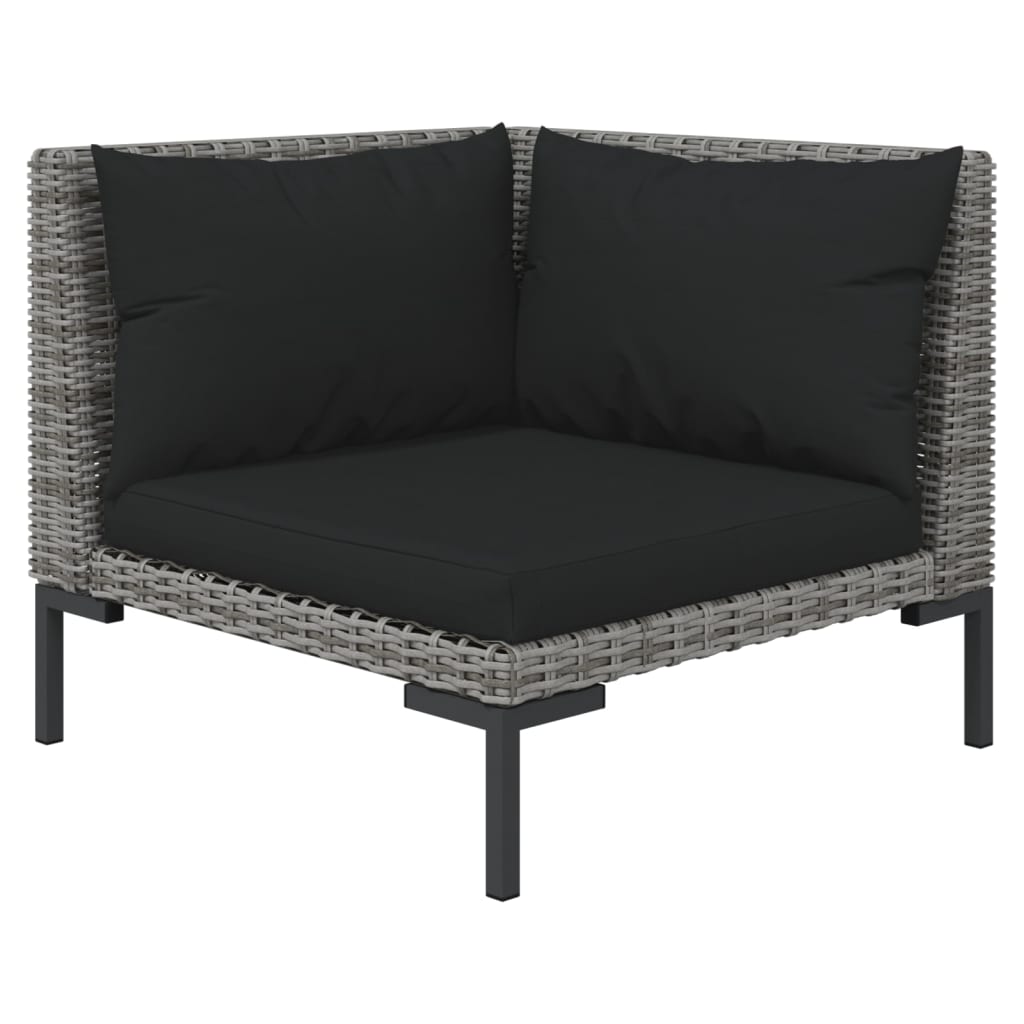 vidaXL 9 Piece Patio Lounge Set with Cushions Poly Rattan Dark Gray-3