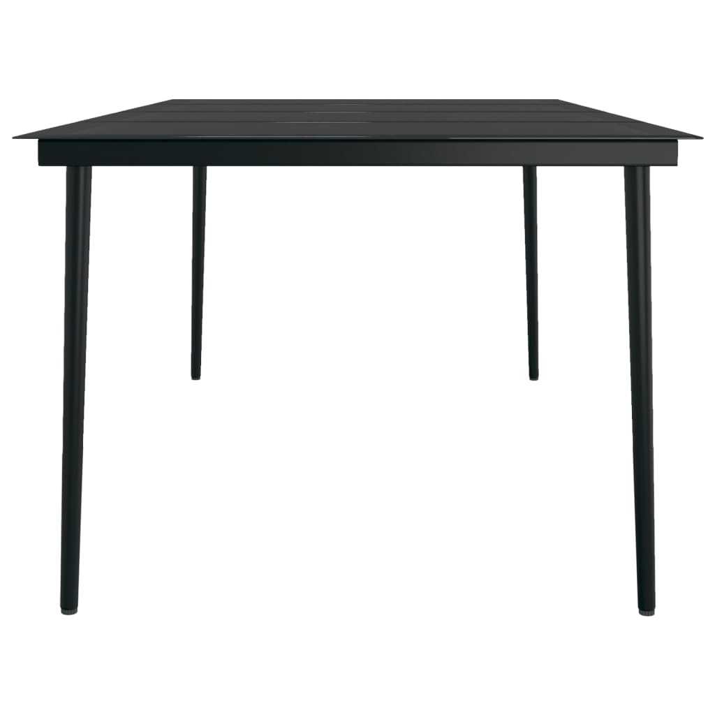 vidaXL Patio Dining Table Black 31.5"x31.5"x29.1" Steel and Glass-19