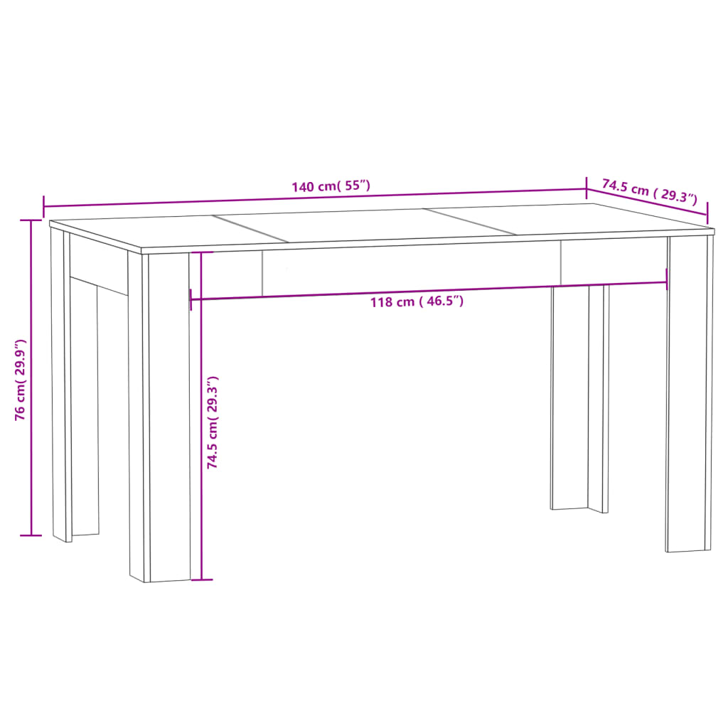 vidaXL Dining Table Engineered Wood Kitchen Dining Room Furniture Multi Colors-16