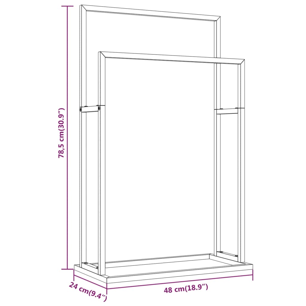 vidaXL Towel Rack Freestanding 2 Tier Towel Holder Stand for Bathroom Iron-20