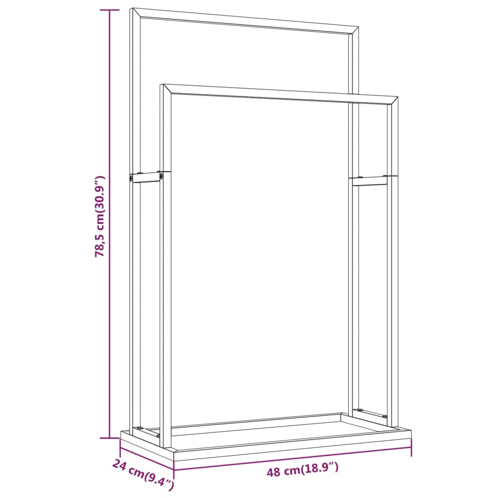 vidaXL Towel Rack Freestanding 2 Tier Towel Holder Stand for Bathroom Iron-34