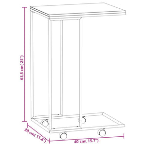 vidaXL Side Table with Wheels Black 15.7"x11.8"x25" Engineered Wood-4