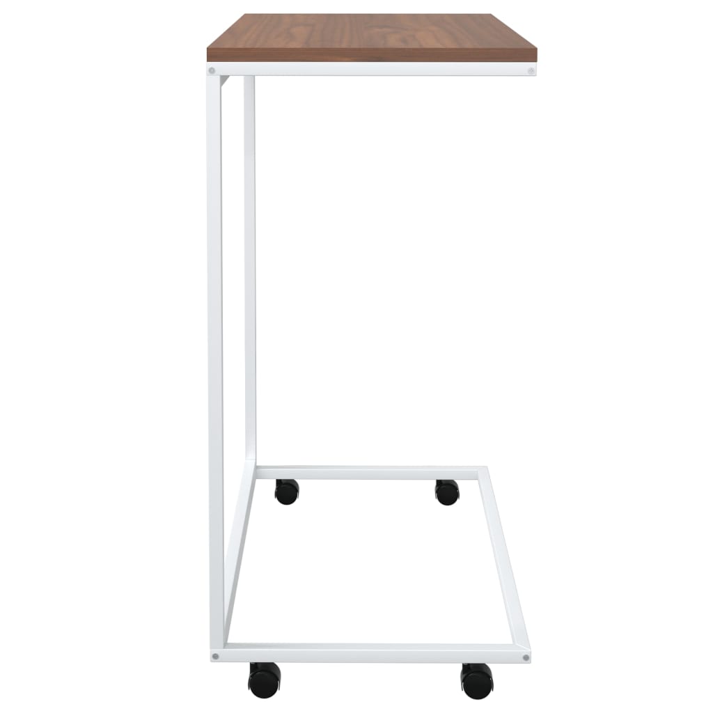 vidaXL Side Table with Wheels White 21.7"x13.8"x27.6" Engineered Wood-2