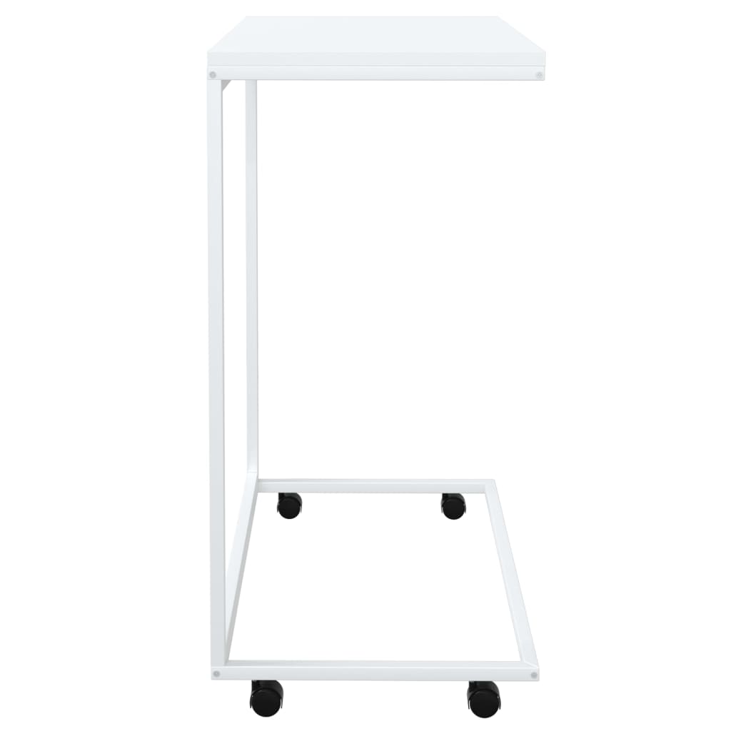 vidaXL Side Table with Wheels White 21.7"x13.8"x27.6" Engineered Wood-2