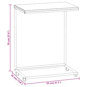 vidaXL Side Table with Wheels White 21.7"x13.8"x27.6" Engineered Wood-4