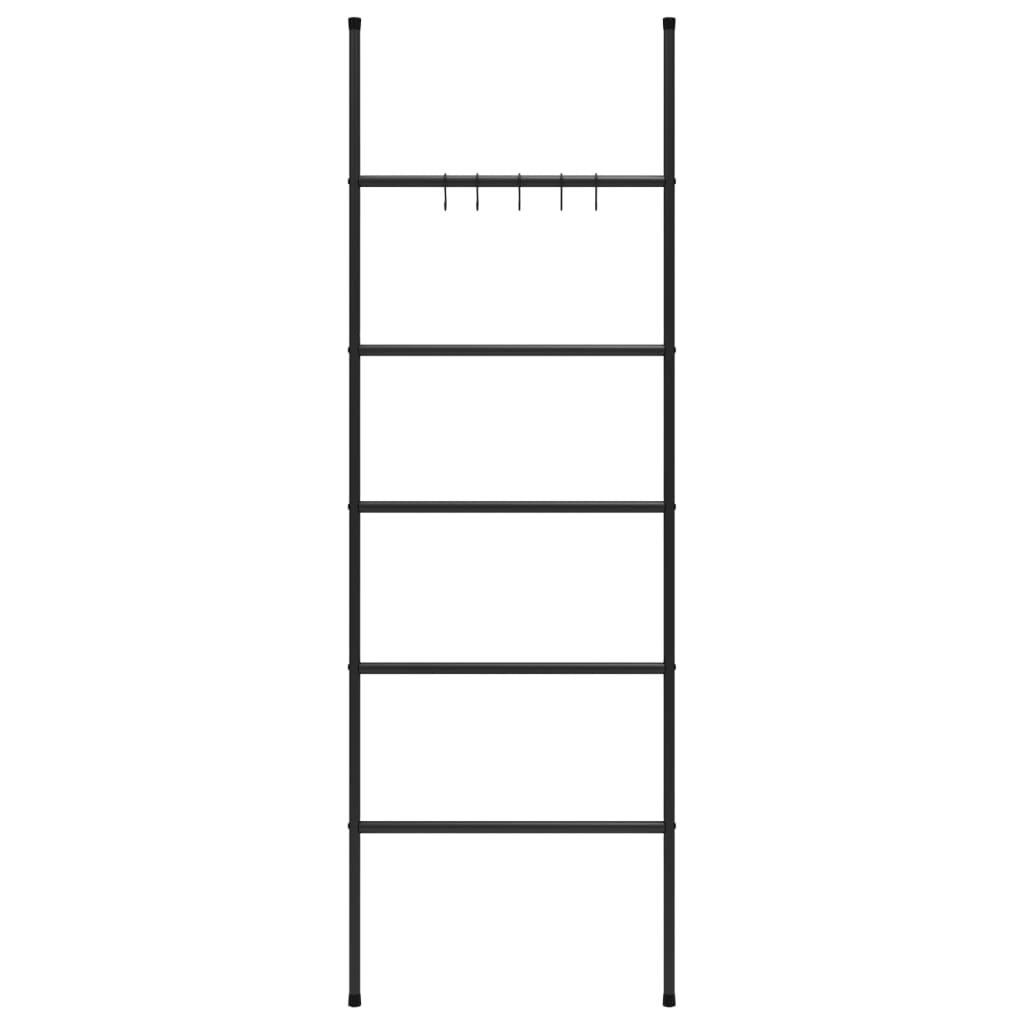 vidaXL Towel Rack Ladder with 5 Tiers Black 22.8"x68.9" Iron-1