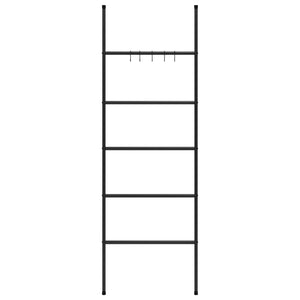 vidaXL Towel Rack Ladder with 5 Tiers Black 22.8"x68.9" Iron-1